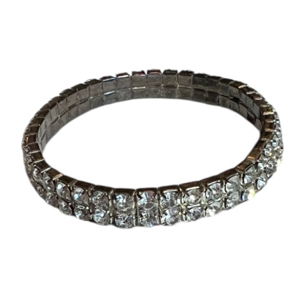 Double Row Elegant Silver Rhinestone Crystal Brac… - image 4